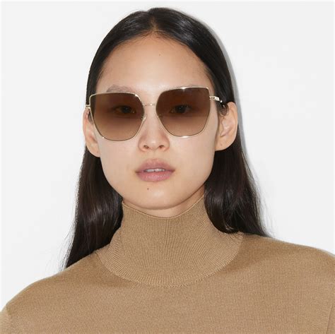 Cat Eye Sunglasses Titanium Light Gold 